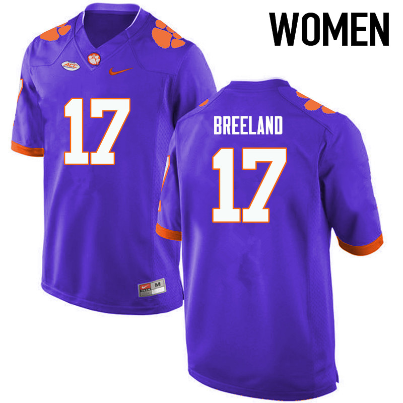 Women Clemson Tigers #17 Bashaud Breeland College Football Jerseys-Purple